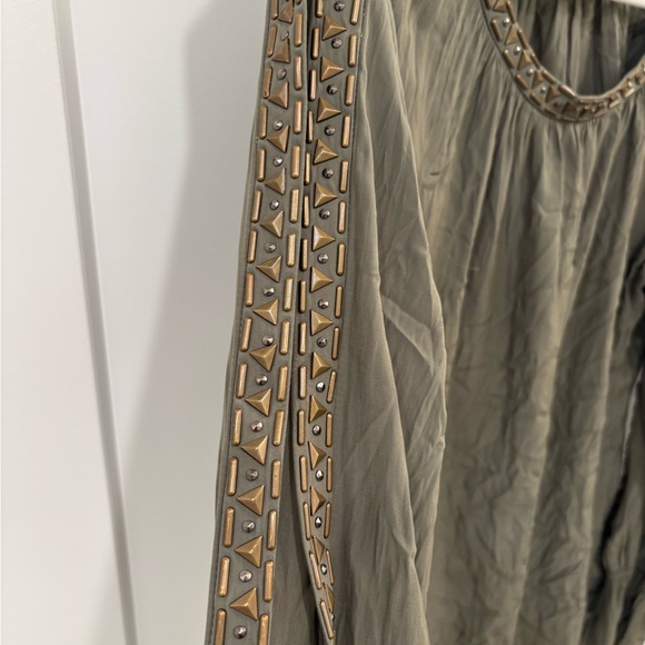 Ramy Brook Olive Green Clara Embellished Slit Sleeve Top Size Small - Picture 10 of 16